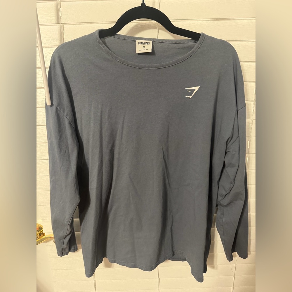 Gymshark Men's Long Sleeve Tee - Slate Gray Blue